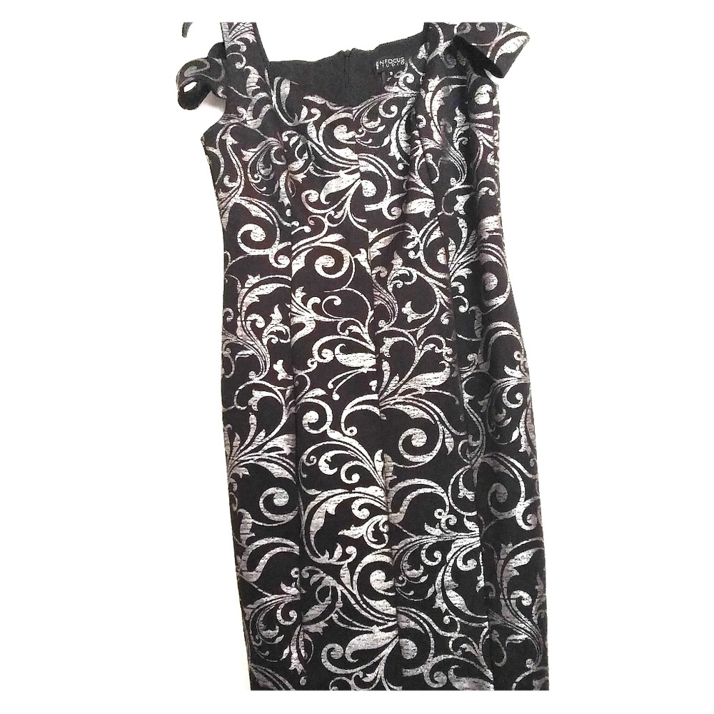 En Focus Studio Black/Silver Sheath Dress Size 8